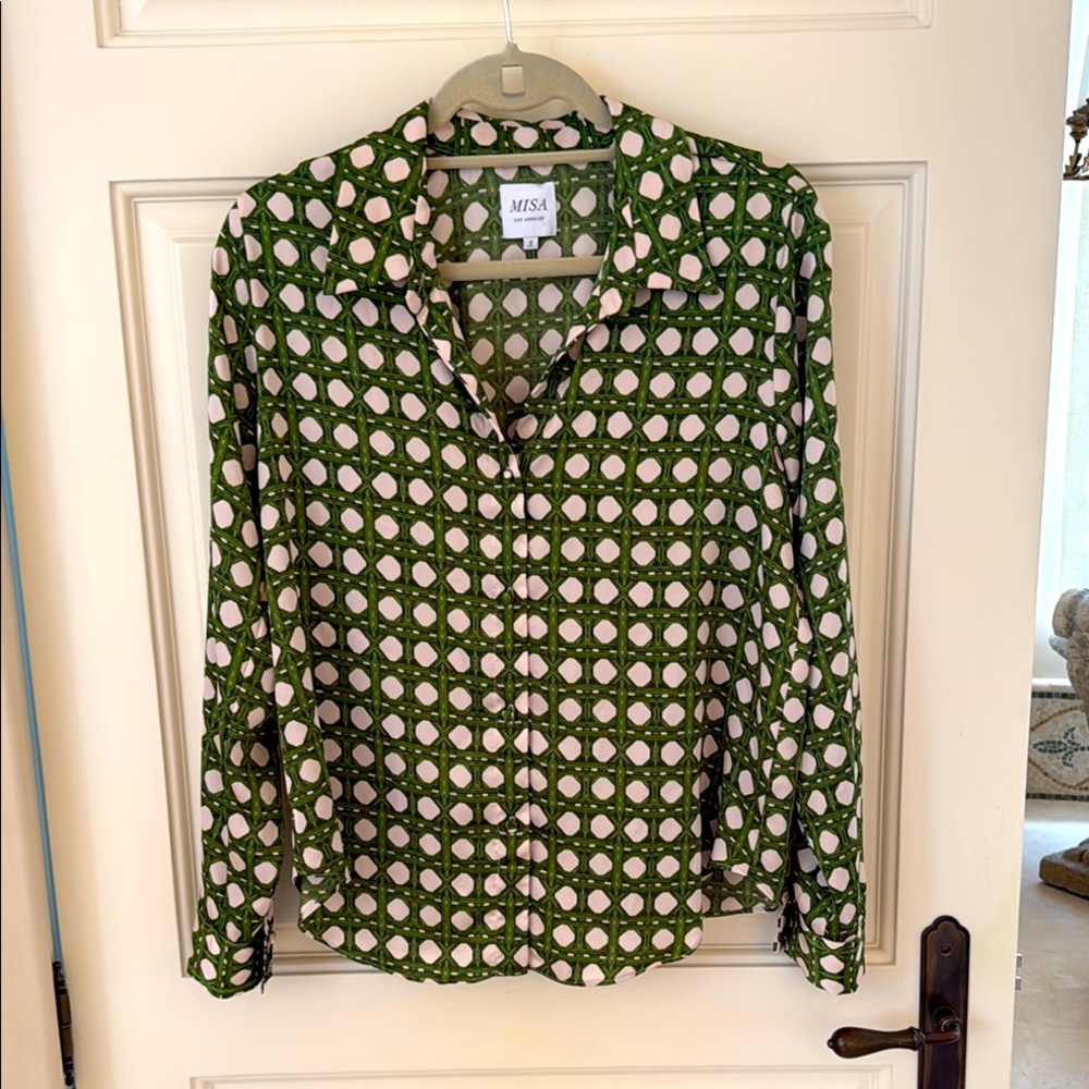 Celine printed Button front Top
Rattan tile print. Never worn